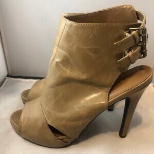 Forever 21 Brown Classic Open Toe Ankle Wrap Boots